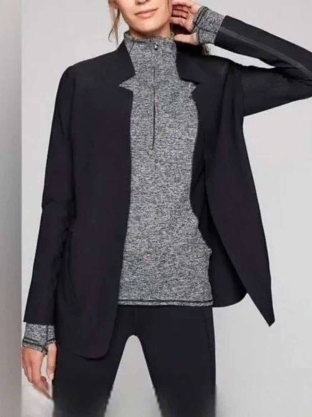 Athleta Cosmic Blazer Black XSP Petite Stretch Travel Work Athleisure Jacket - Picture 6 of 11